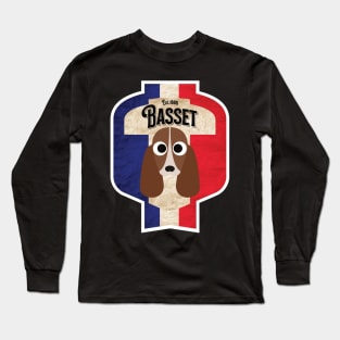 Basset Hound Dog - Distressed French Tricolore Basset Beer Label Design Long Sleeve T-Shirt